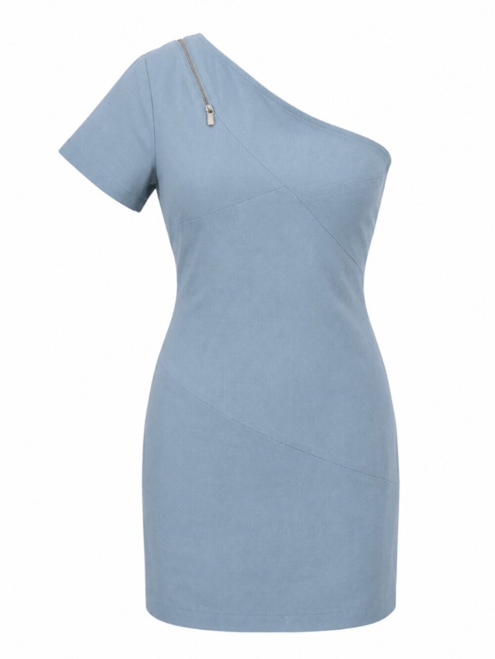 NWT Michael Kors Blue One Shoulder Wool Sheath Dress Size 10
